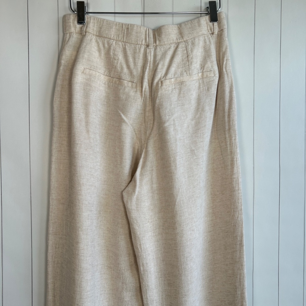 Abercrombie & Fitch women size 8L linen blend pant wide leg curve love beige - Picture 7 of 12